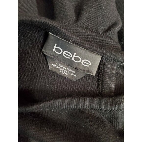 Bebe Black Knit Top Womens Sz XS Shirt Peek A Boo Back - Picture 3 of 3